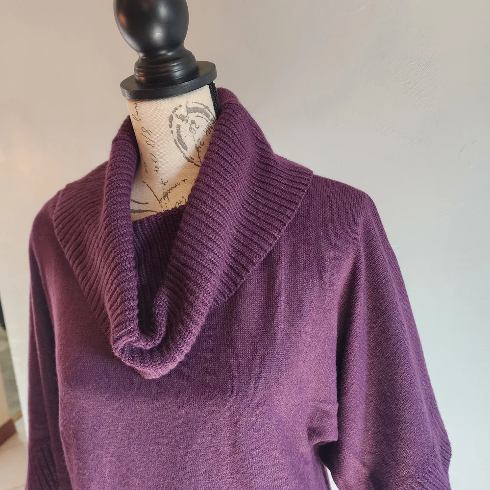 LOFT Rich Plum Cowl Neck Sweater